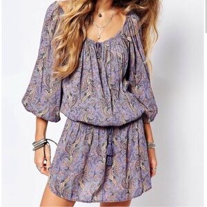 Denim & Supply Ralph Lauren Paisley Peasant Mini Dress Purple Women’s Size XL